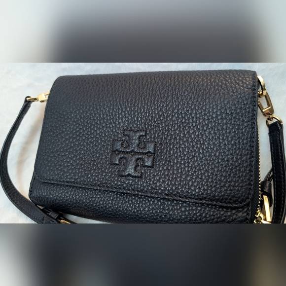 Tory Burch Thea Bag 7.75" x 6" compact crossbody Lay flat Style dark Navy - Picture 5 of 10